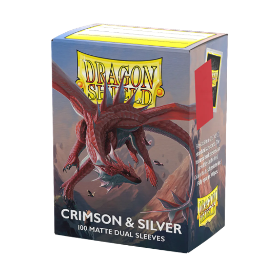 DRAGON SHIELD SLEEVES DUAL MATTE CRIMSON AND SILVER 100CT - GamesLand Canada