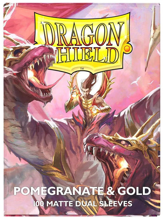 DRAGON SHIELD SLEEVES DUAL MATTE POMEGRANATE/GOLD 100CT - GamesLand Canada
