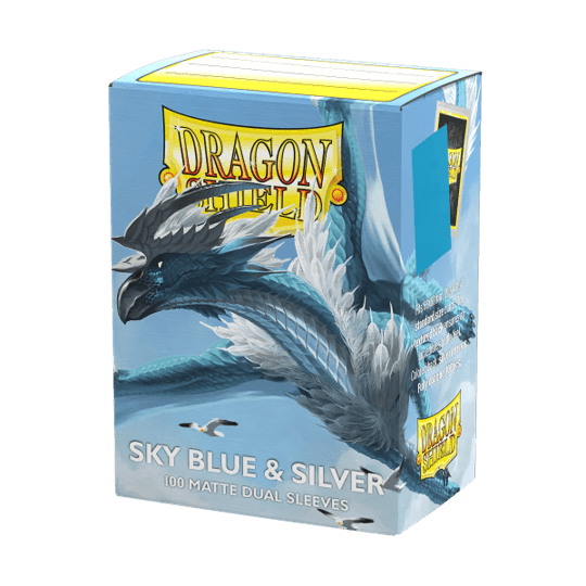 DRAGON SHIELD SLEEVES DUAL MATTE SKY BLUE AND SILVER 100CT - GamesLand Canada