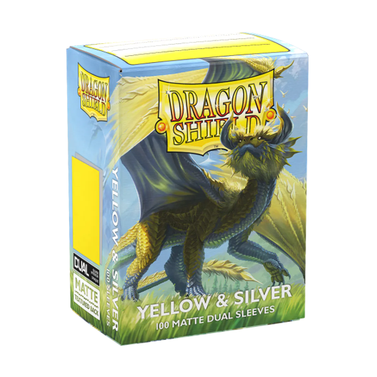 DRAGON SHIELD SLEEVES DUAL MATTE YELLOW AND SILVER 100CT - GamesLand Canada