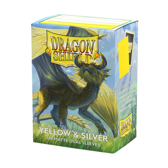 DRAGON SHIELD SLEEVES DUAL MATTE YELLOW AND SILVER 100CT - GamesLand Canada
