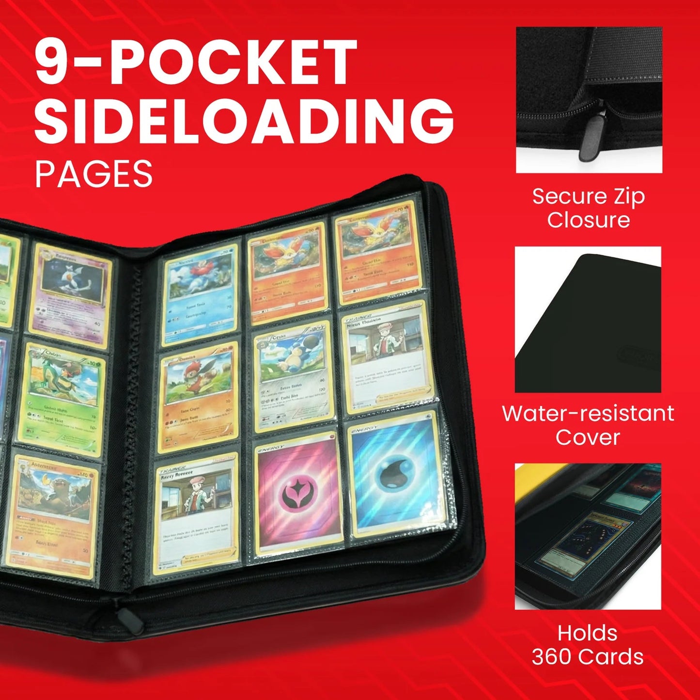 EVORETRO 9 - Pocket Zip - Up Trading Card Binder for 360 cards - GamesLand Canada