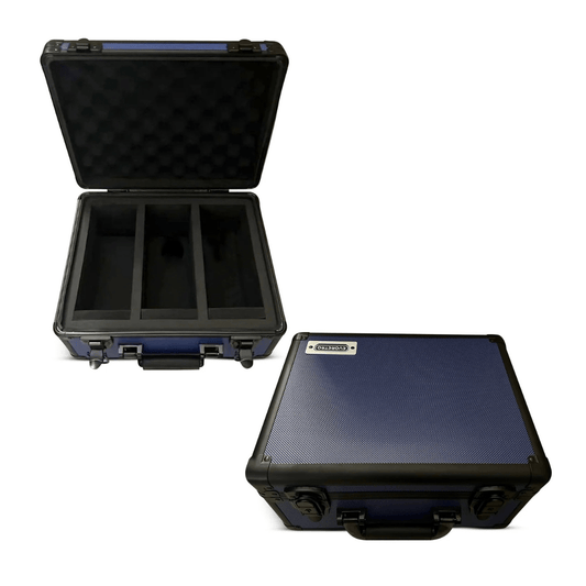 EVORETRO GRADED CARD STORAGE BOX HEAVY DUTY 3 ROWS BLUE ALUMINUM - GamesLand Canada