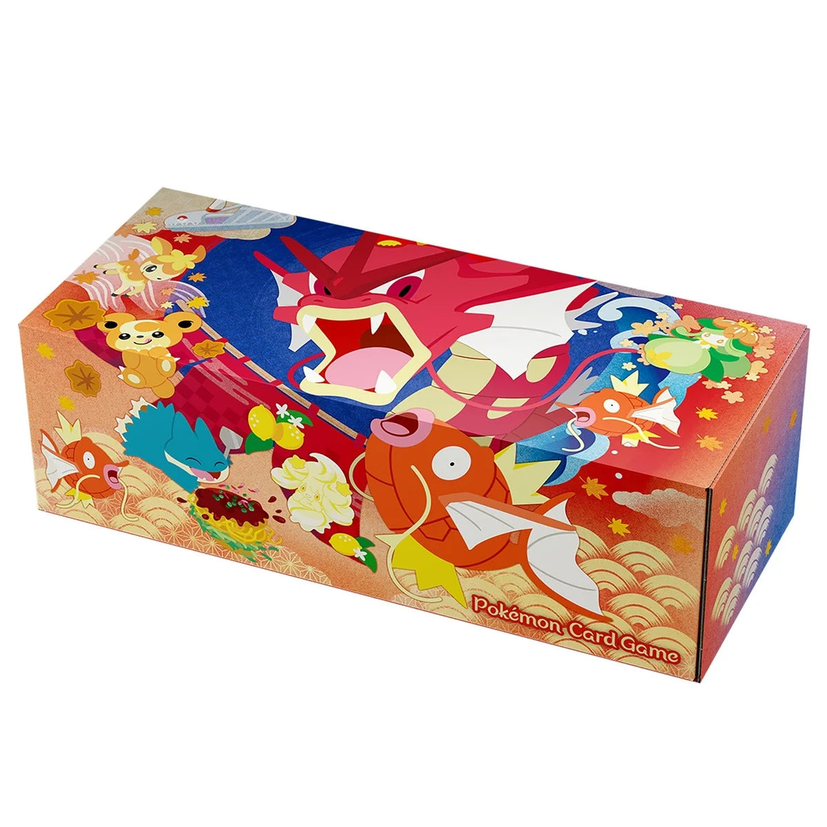 Pokémon card game box with colorful illustrations on a white background