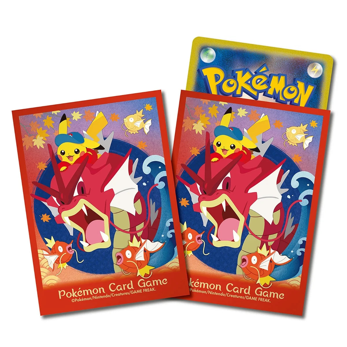 Two Pokémon trading cards featuring a red and yellow creature on a white background