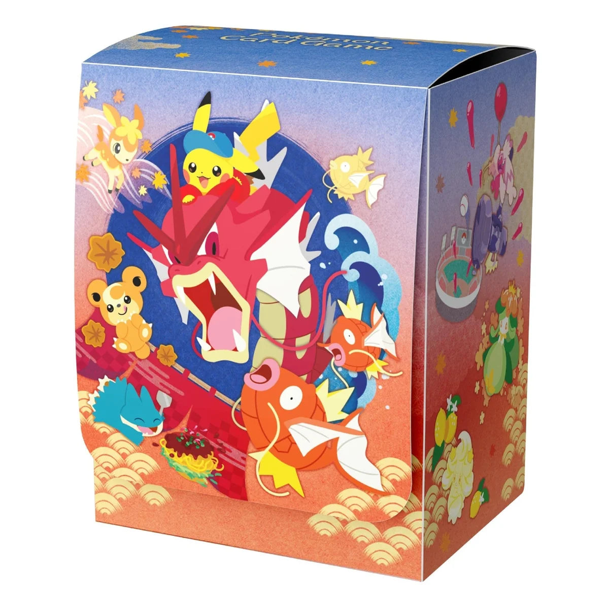 Colorful box with cartoon characters on a white background