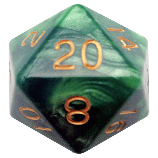 MEGA ACRYLIC DICE D20 GREEN/LIGHT GRN W/ GOLD 35MM - GamesLand Canada