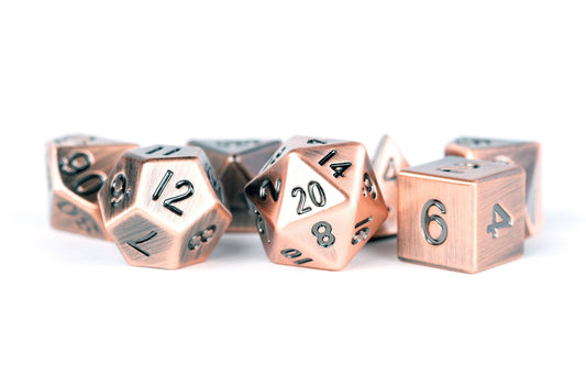 METAL 7 DICE SET ANTIQUE COPPER 16MM - GamesLand Canada