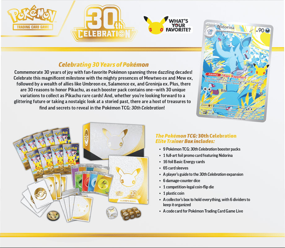 POKEMON 30TH CELEBRATION ELITE TRAINER BOX (PRE-ORDER) - GamesLand Canada