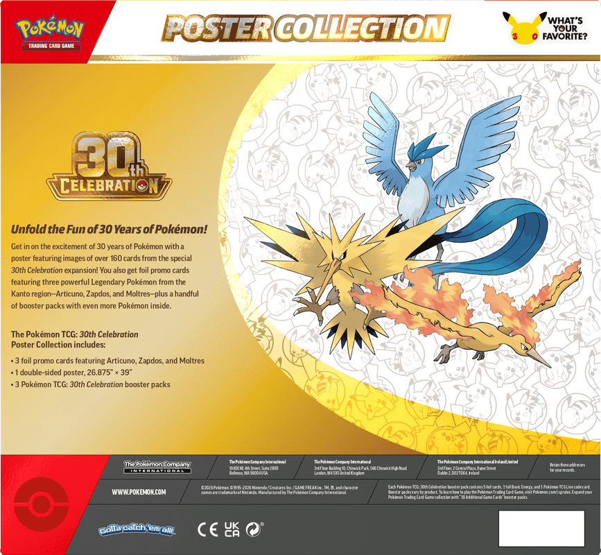 POKEMON 30TH CELEBRATION POSTER COLLECTION (PRE-ORDER) - GamesLand Canada