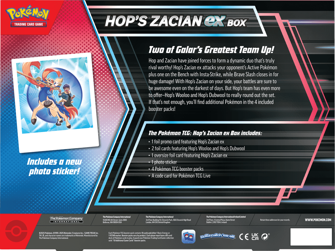 Pokemon - Hop’s Zacian ex Box - GamesLand Canada
