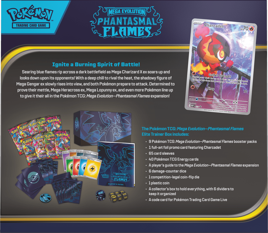 POKEMON ME02 PHANTASMAL FLAMES ELITE TRAINER BOX (PRE - ORDER) - GamesLand Canada