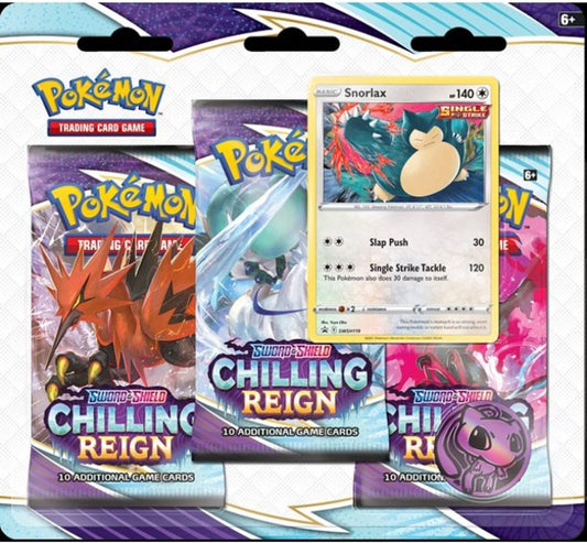 Pokémon Sword & Shield - Chilling Reign 3 Booster Packs, Snorlax Promo Card & Coin - GamesLand Canada