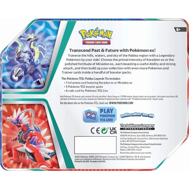 Pokemon TCG: Paldea Legends Tin - Miraidon ex - GamesLand Canada