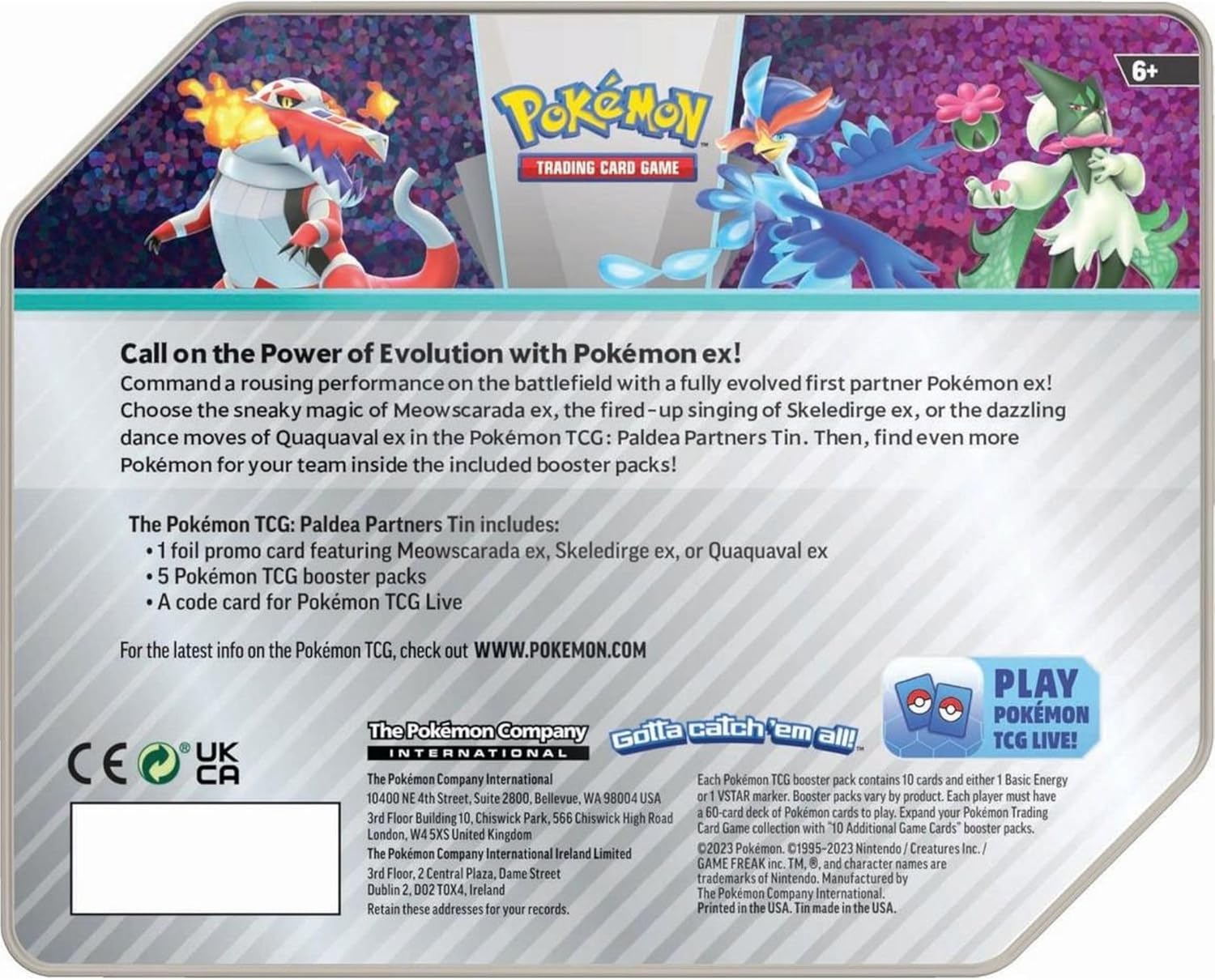 Pokemon TCG: Paldea Partners Quaquaval EX Tin - GamesLand Canada