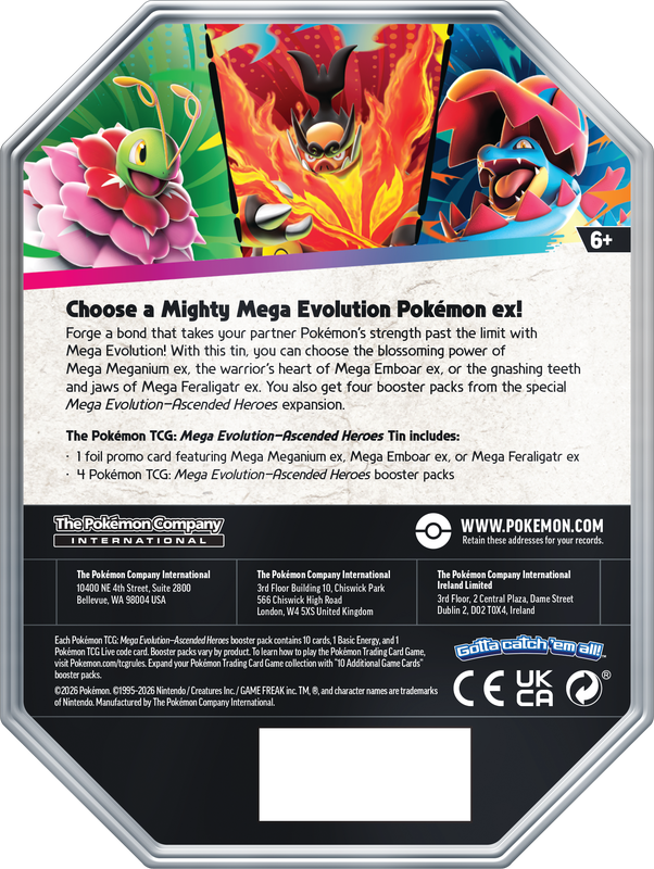POKEMON ME2.5 ASCENDED HEROES TIN WAVE 1 - Mega Emboar ex (PRE-ORDER)