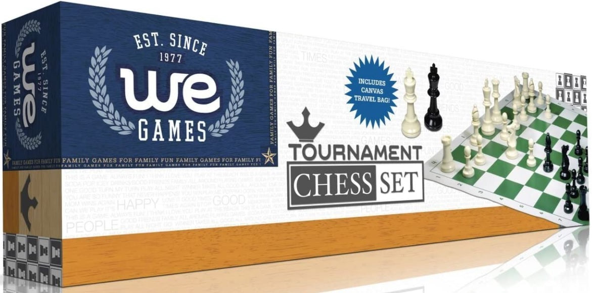 TOURNAMENT CHESS SET W/BLACK BAG AND ROLL-UP BOARD