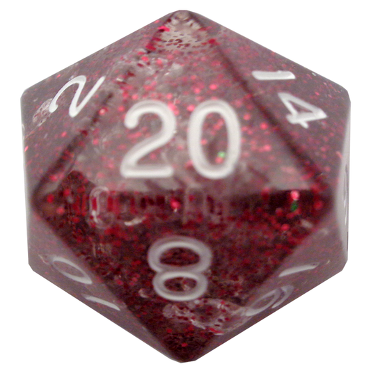 MEGA ACRYLIC DICE D20 ETHEREAL LIGHT PRPL W/ WHITE
