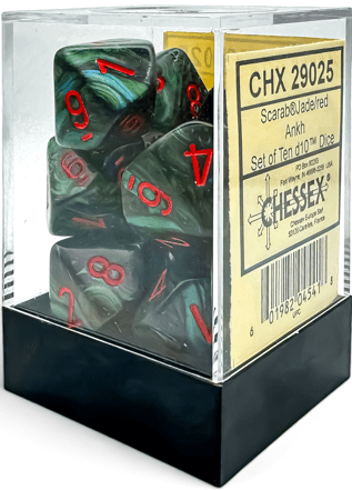 SCARAB 10D10 JADE/RED ANKH DICE BLOCK - GamesLand Canada