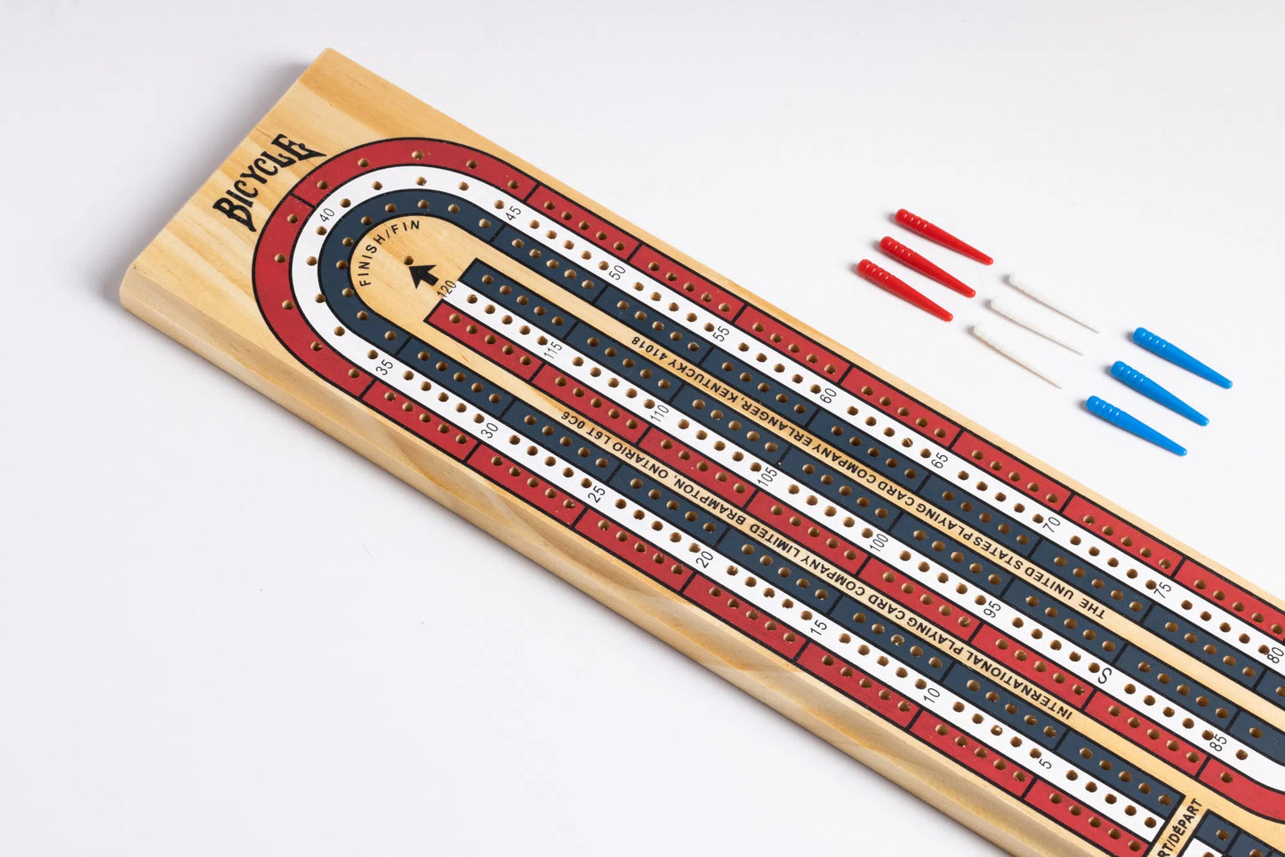 Bicycle 3 Track Wooden Cribbage Board