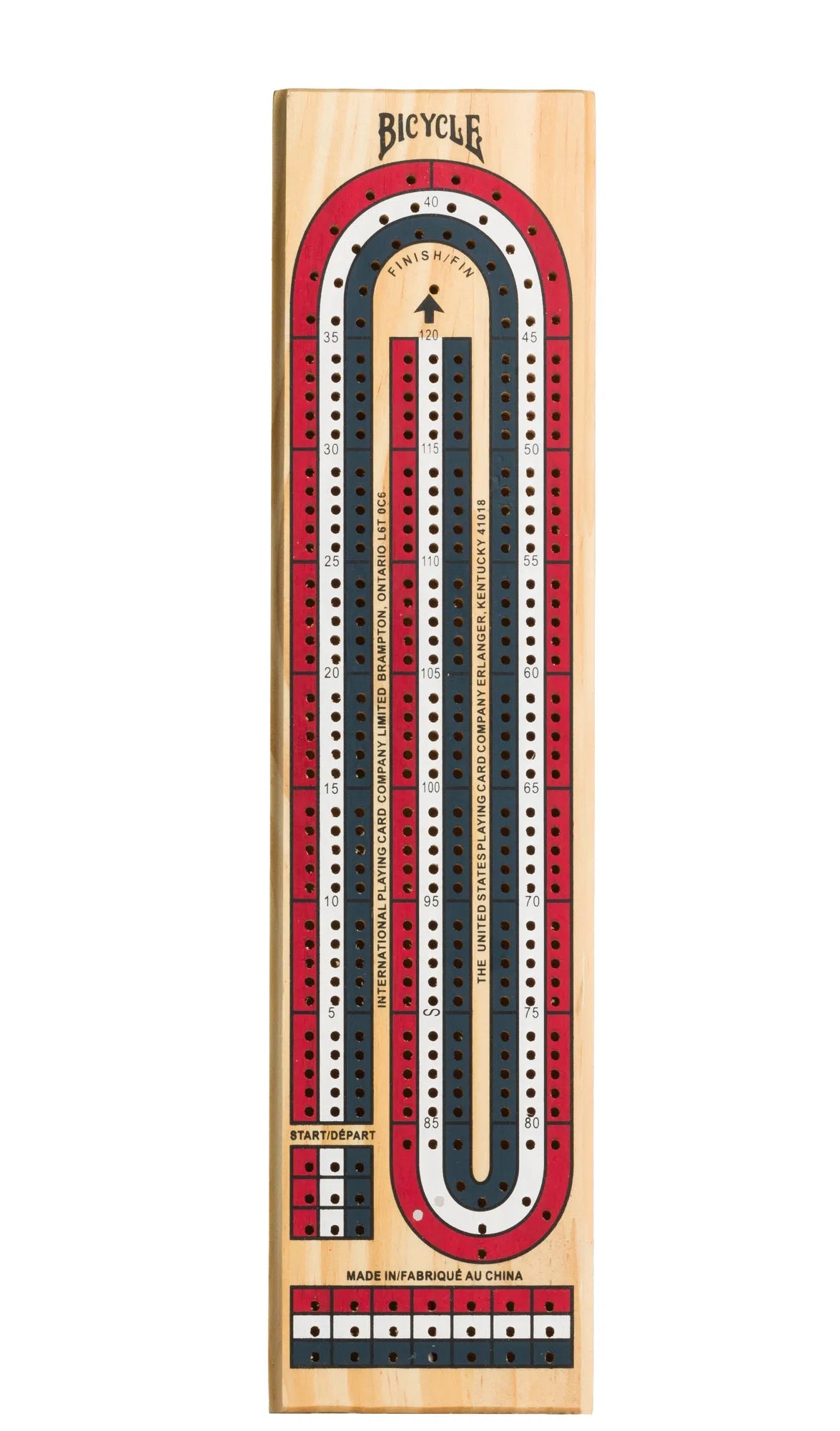 Bicycle 3 Track Wooden Cribbage Board